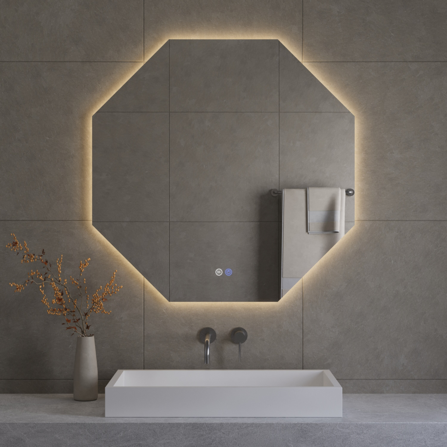 Best Design Octagon Spiegel incl. Verwarming en LED Verlichting  Honey 120x120 cm