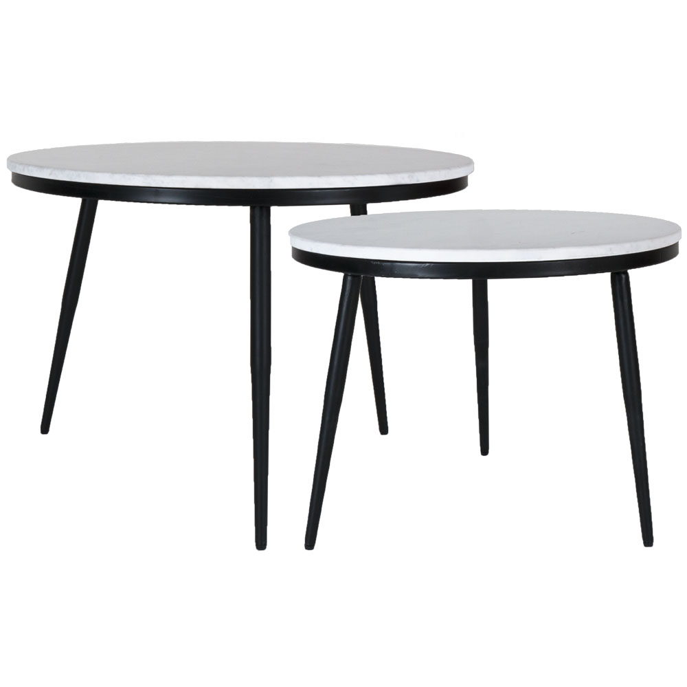 Het Steigerhouthuis Salontafel Melle - Marmer - Set van 2