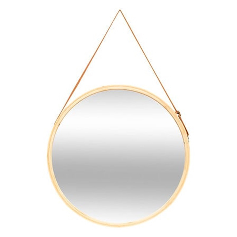 Atmosphera Ronde wandspiegel Soho - met ophanglus - naturel - bamboe/glas - Dia 50cm -