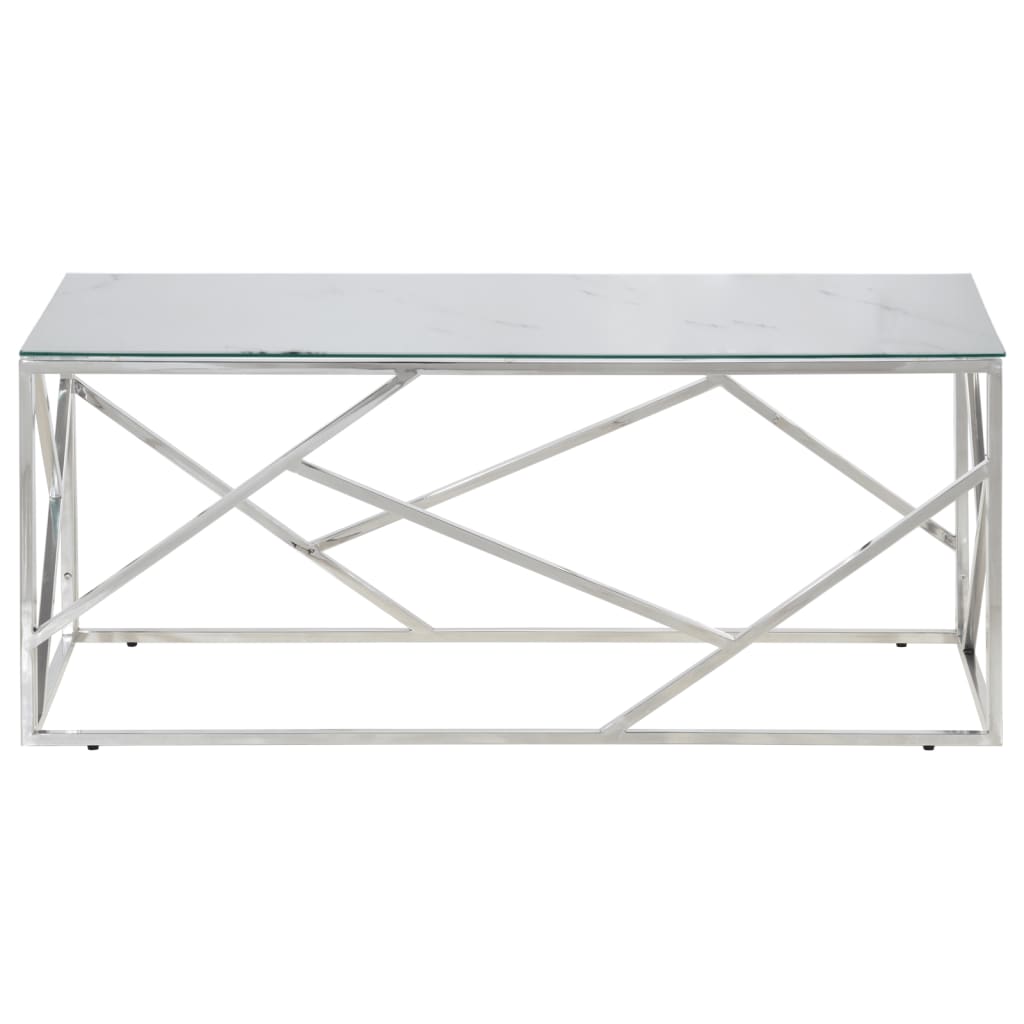 vidaXL Salontafel roestvrijstaal en gehard glas zilverkleurig