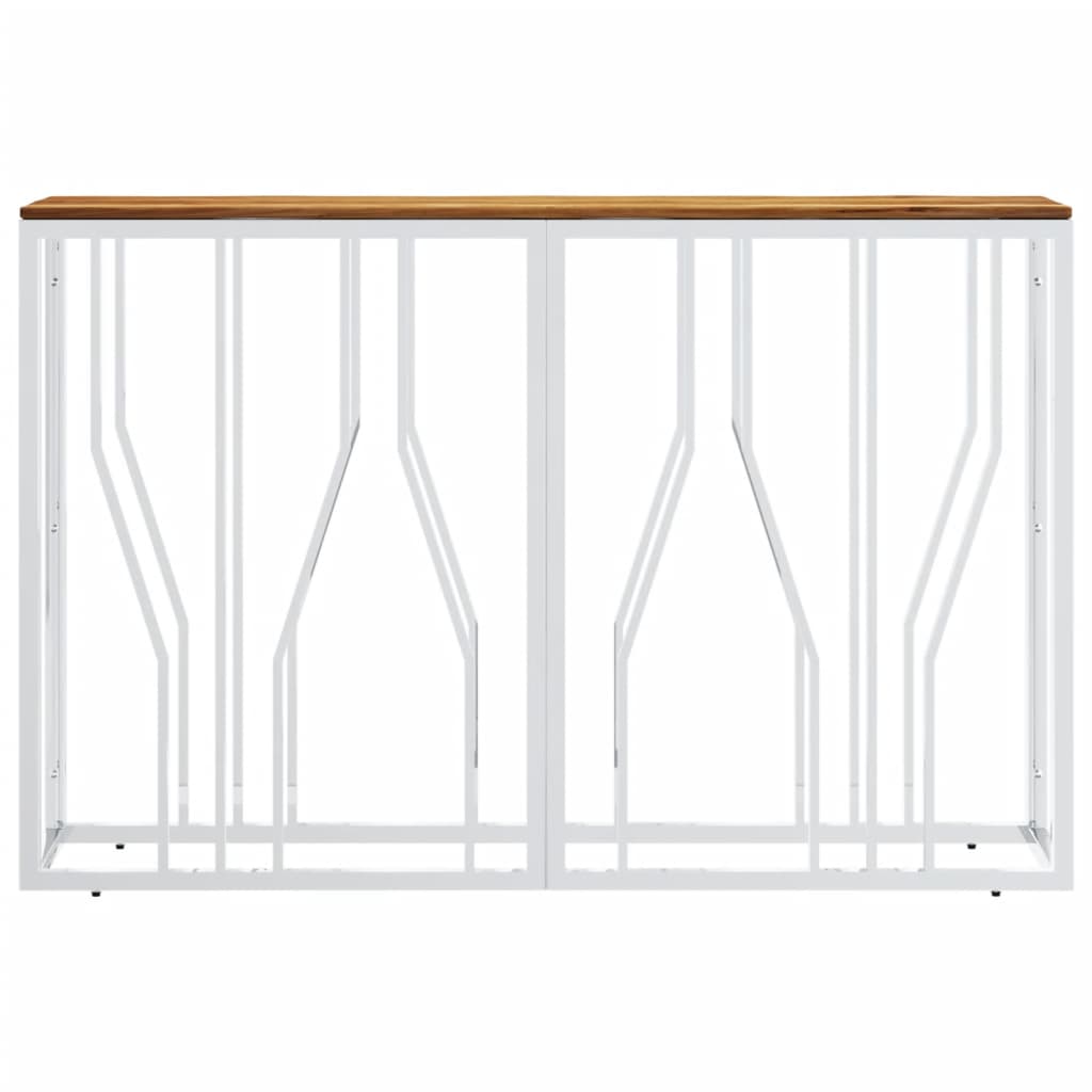 vidaXL Wandtafel roestvrij staal en massief acaciahout zilverkleurig