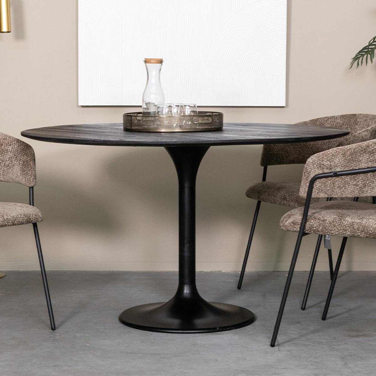 LABEL51 Ronde Eettafel Otto Mangohout, 130cm - Zwart