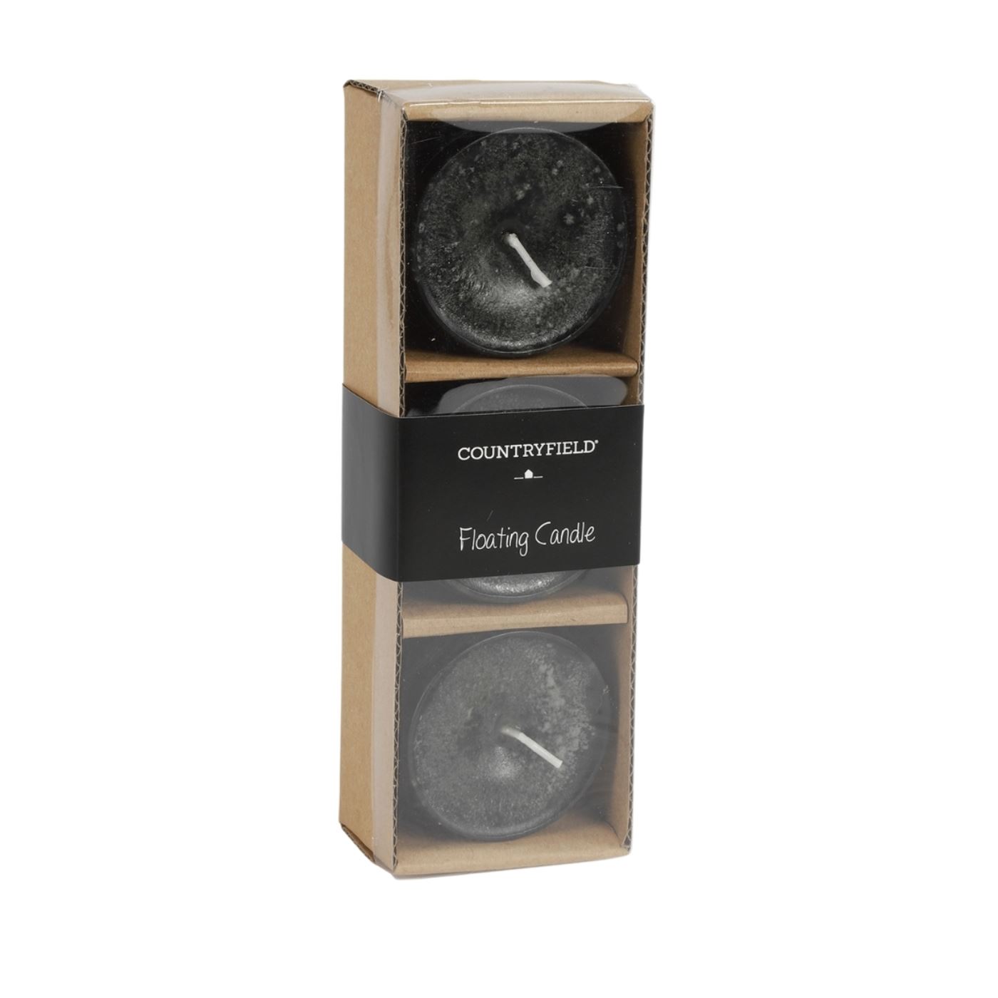 Drijfkaars Bollie Zwart 5cm Set Van 3