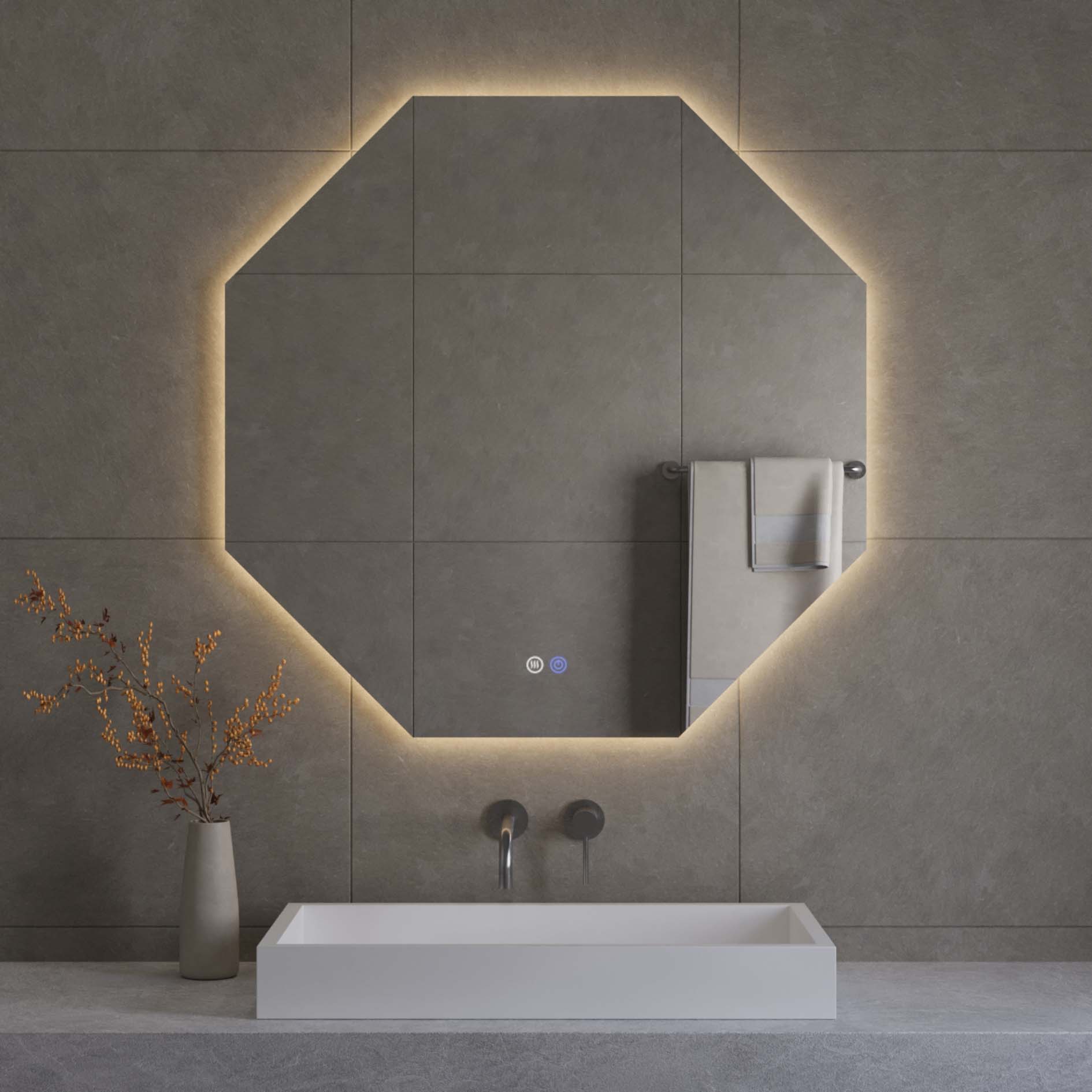 Best Design Honey achthoekige LED spiegel met spiegelverwarming 60x60cm