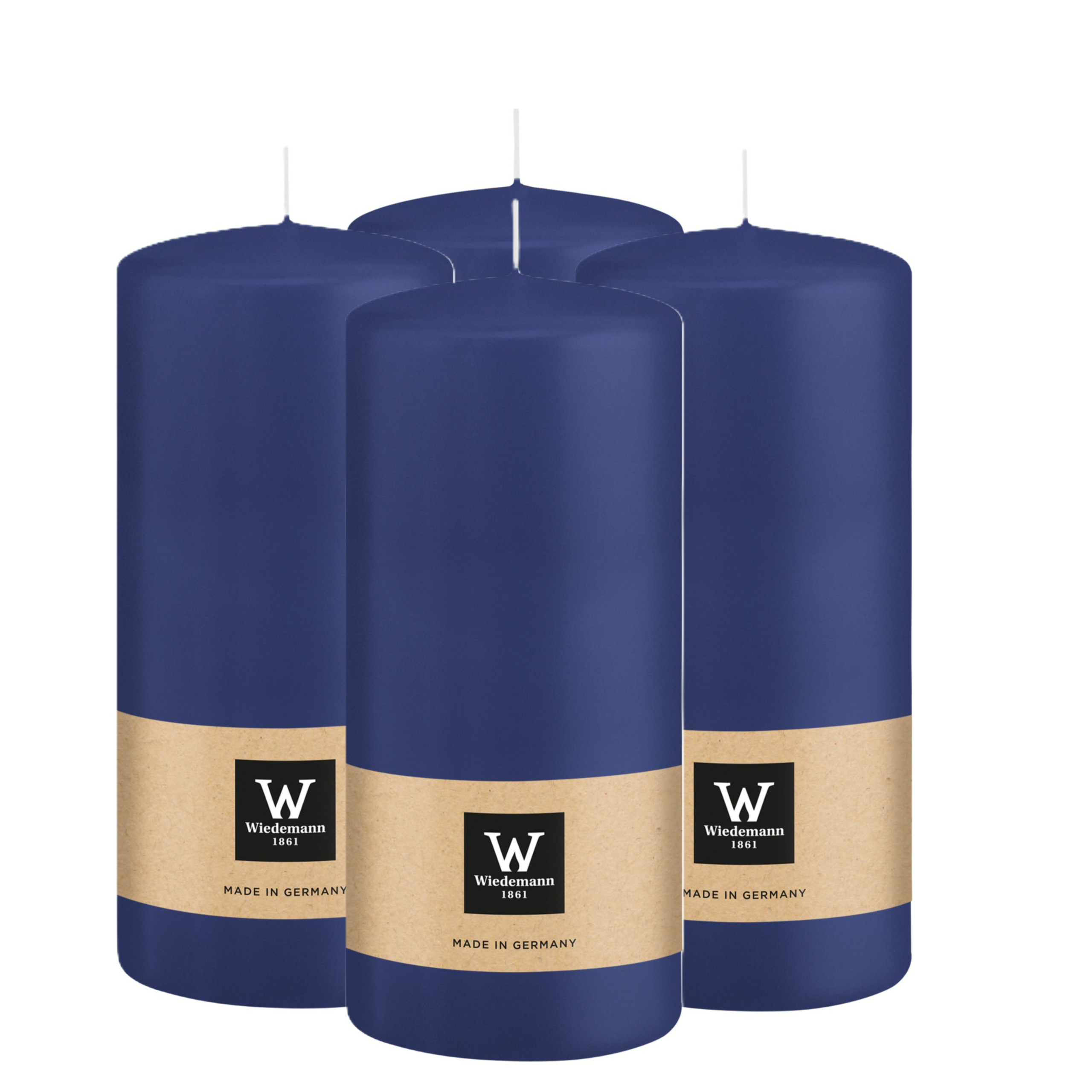 Wiedemann Cilinderkaars/stompkaars - 4x - donkerblauw - 15 x 7 cm - 63 branduren -