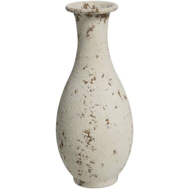 Leen Bakker Vaas Ostia - off-white - metaal - 15,5xØ6,5 cm