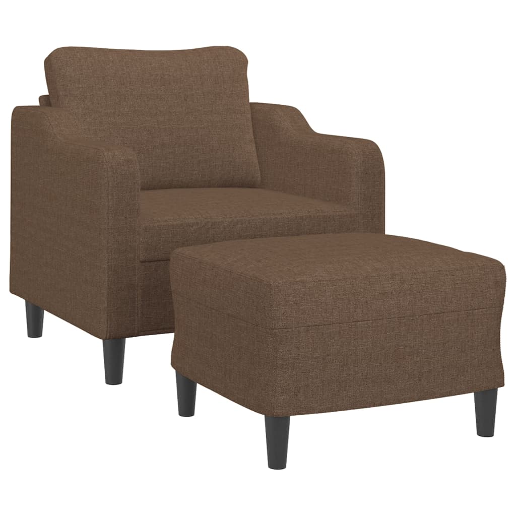 vidaXL Fauteuil met voetenbank 60 cm stof bruin