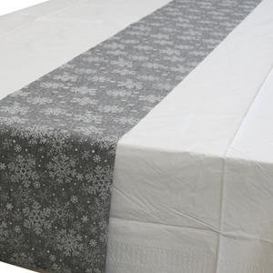 Merkloos Wit tafelkleed 274 x 137 cm met tafelloper sneeuwvlokken voor de kersttafel -