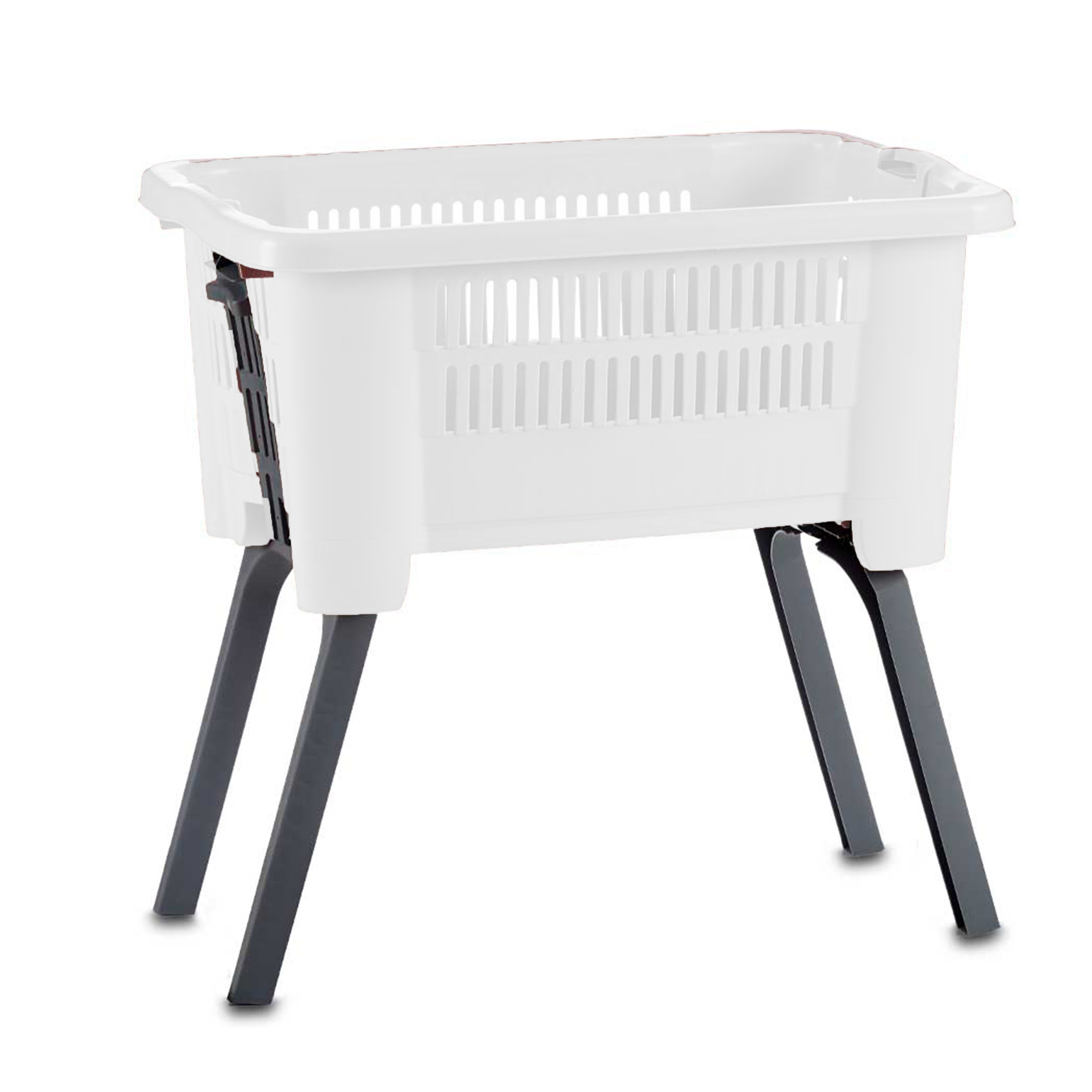 Kipit Wasmand op poten - wit- kunststof - 25 liter - 60 x x 30 cm -