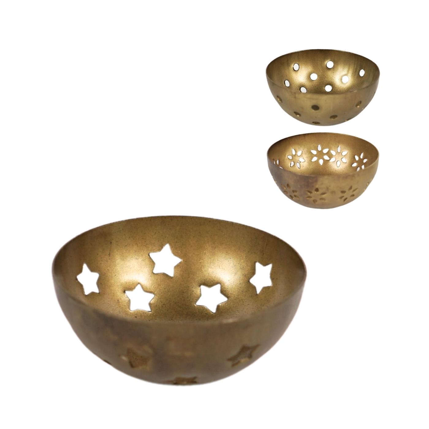 Merkloos Theelichthouder-amberhouder goud 7,5cm set a 3
