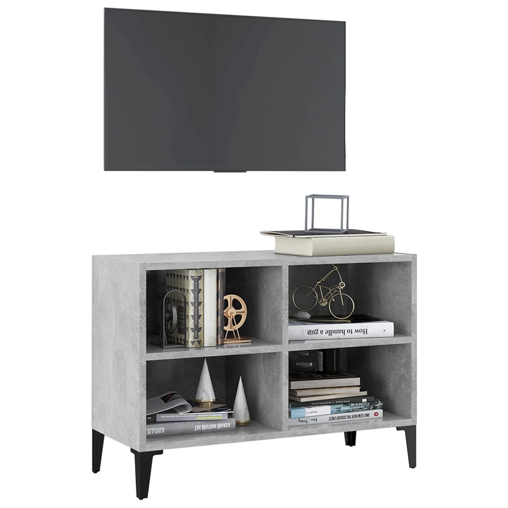 vidaXL Tv-meubel met metalen poten 69,5x30x50 cm betongrijs