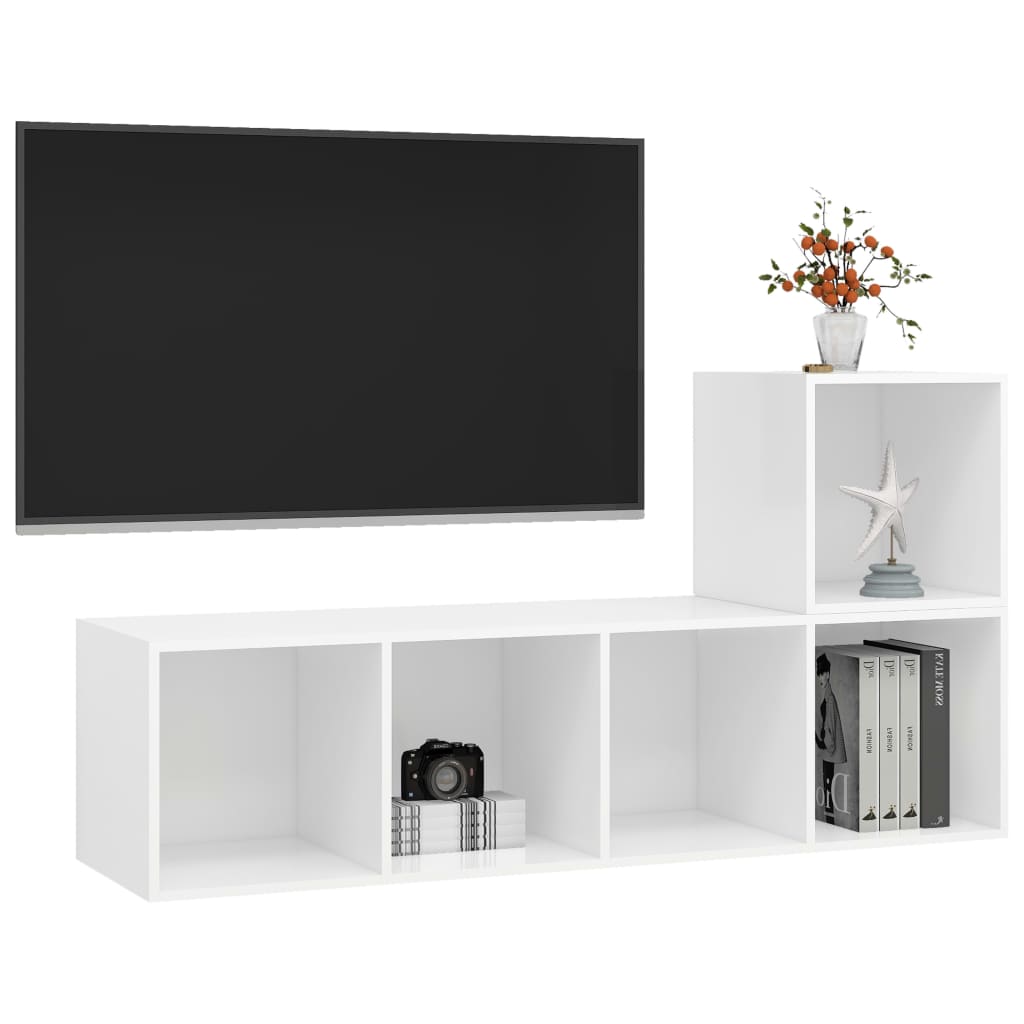 vidaXL 2-delige Tv-meubelset spaanplaat wit