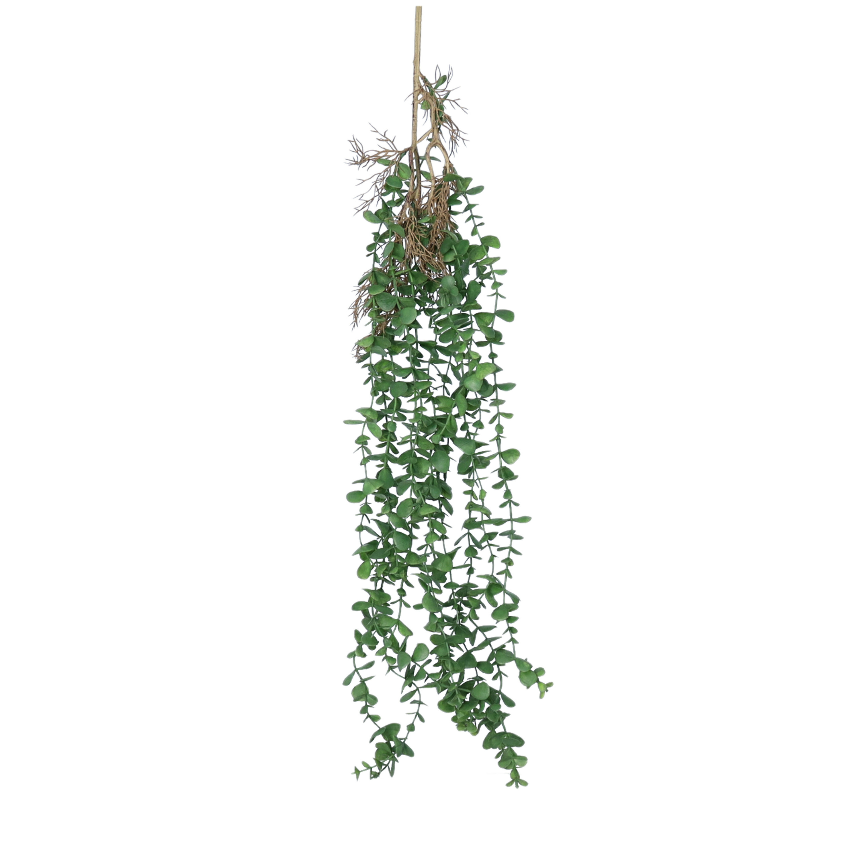 Bellatio Design Kunstbloem/kunsttak Eucalyptus hangend - 97 cm - groen - kunst hangplanten -