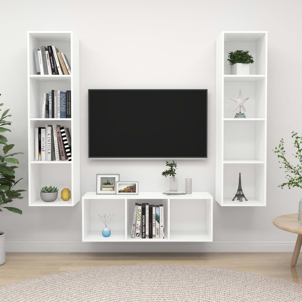 VidaXL 3-delige Tv-meubelset spaanplaat wit