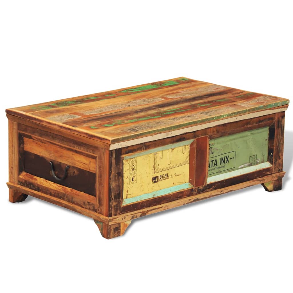 vidaXL Salontafel met opbergruimte vintage stijl gerecycled hout