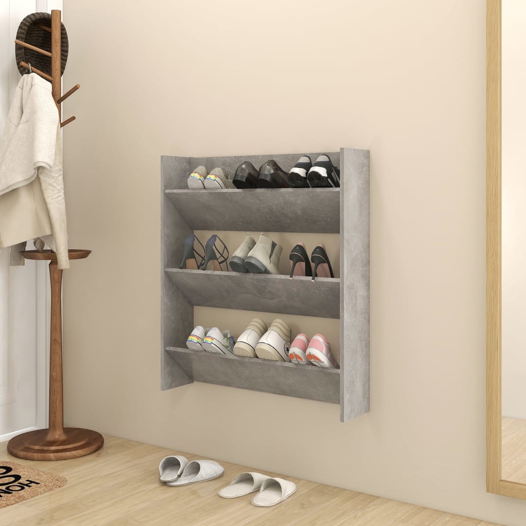 VidaXL Wandschoenenkast 80x18x90 cm spaanplaat betongrijs