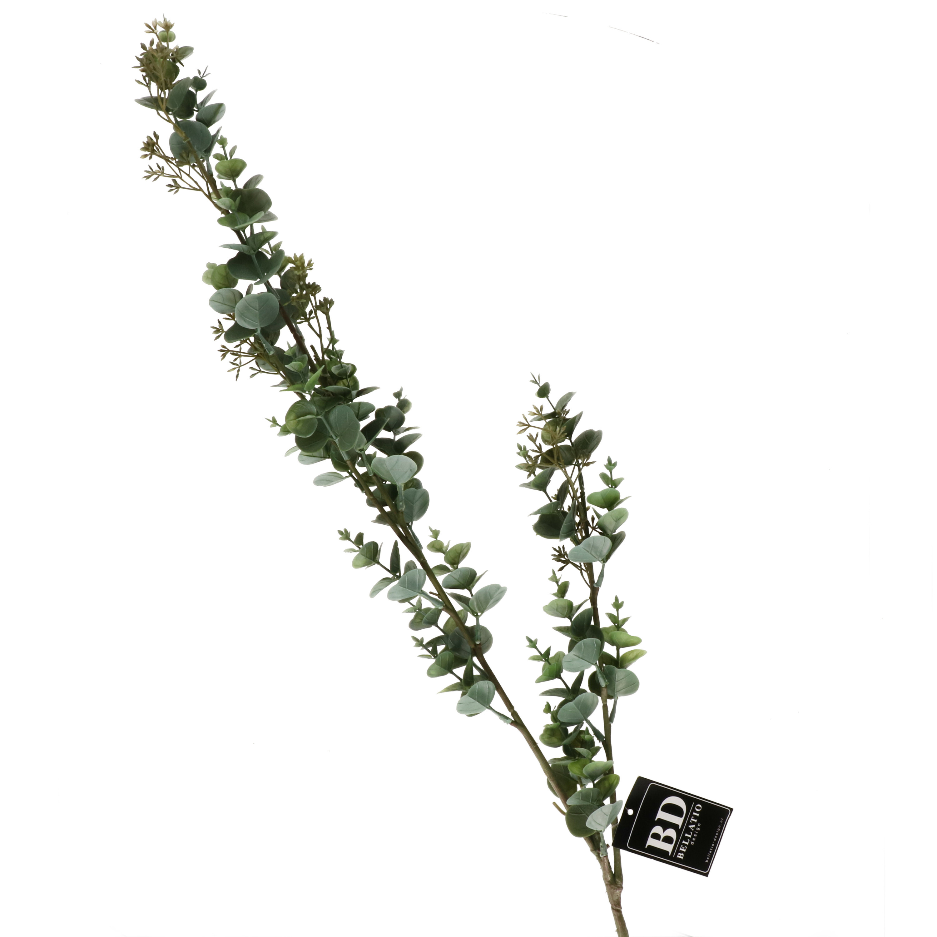 Bellatio Design Kunstbloem/kunsttak Eucalyptus luxe - 119 cm - lichtgroen - kunst zijdebloemen -