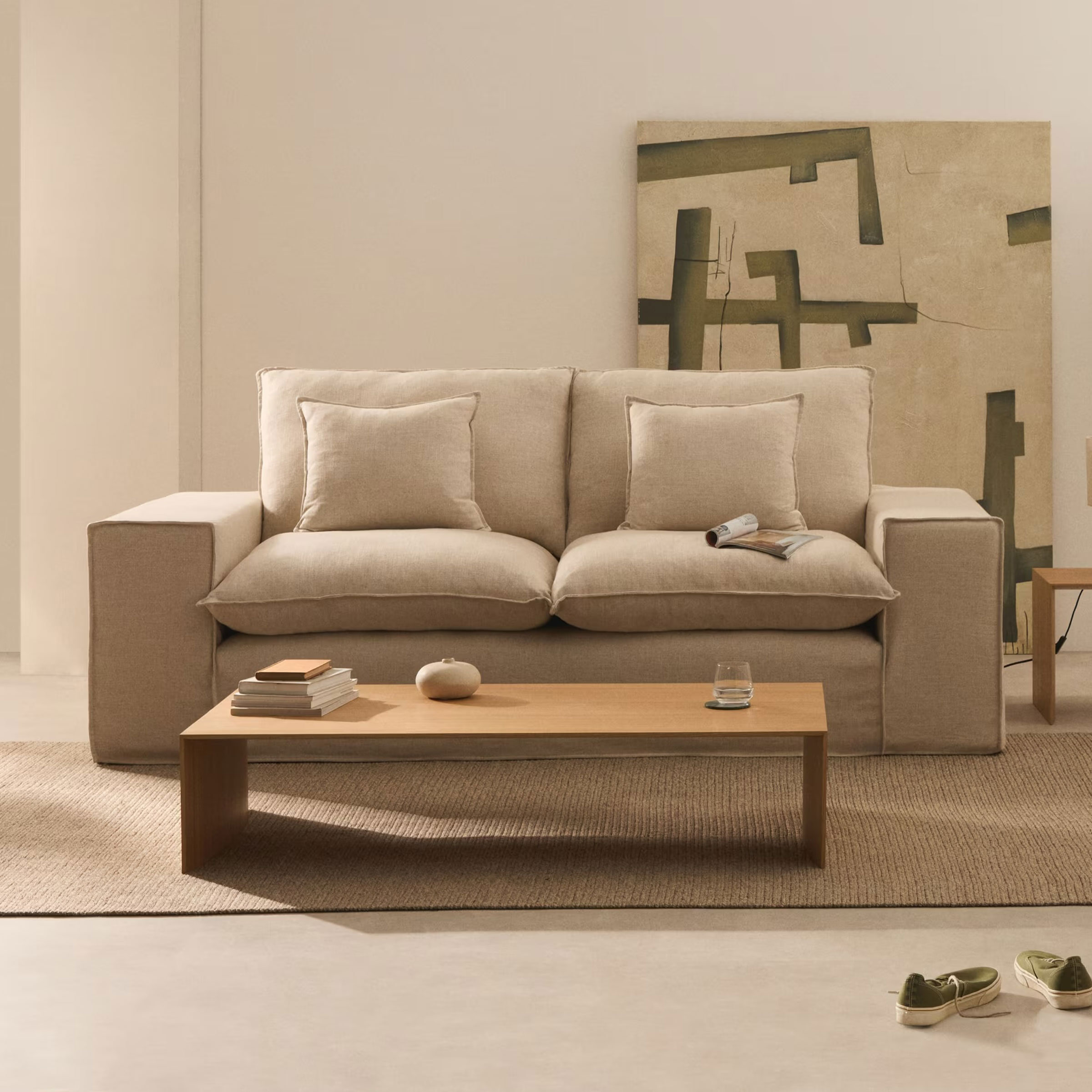 Kave Home 2-zits Bank Anarela Linnen - Beige