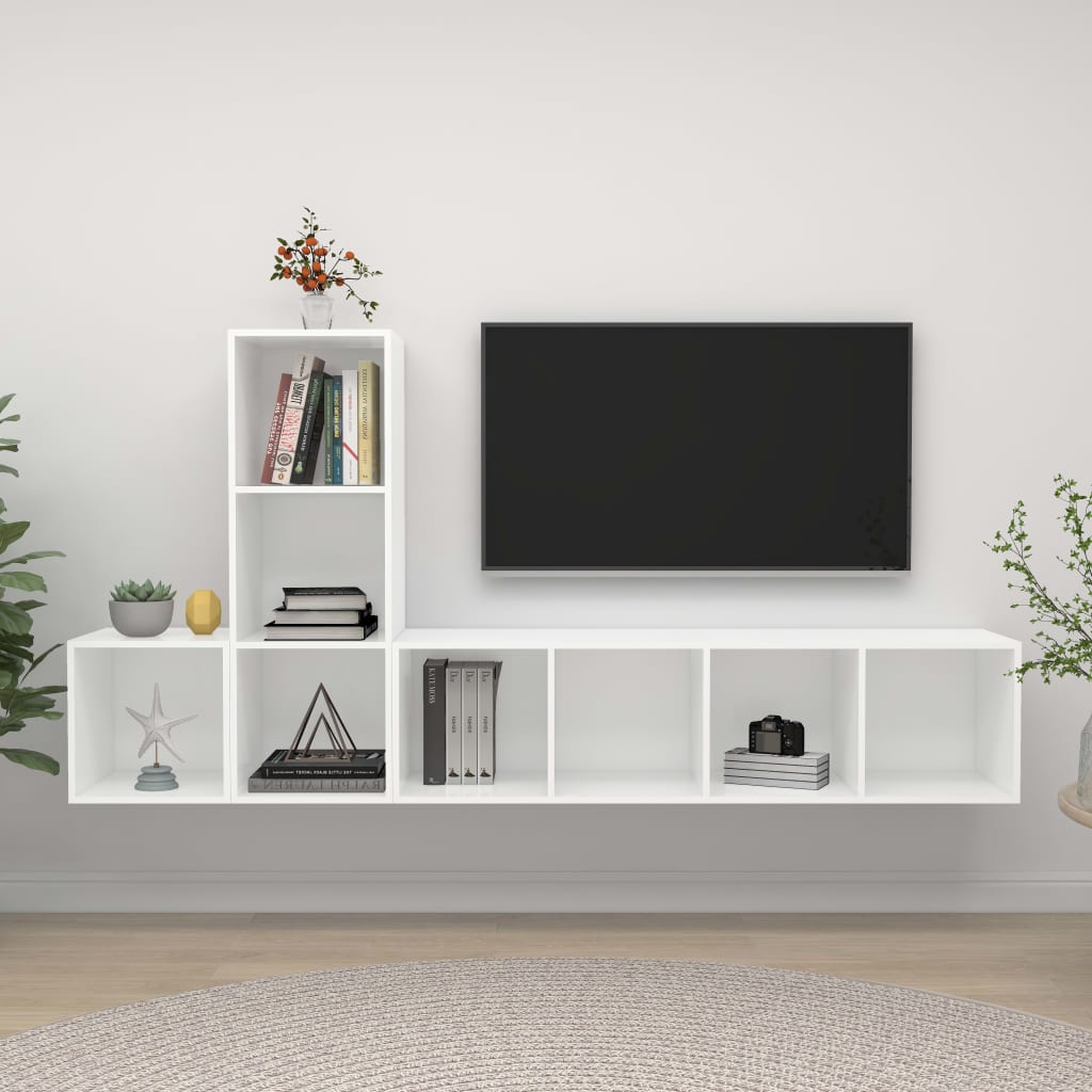 VidaXL 3-delige Tv-meubelset spaanplaat wit