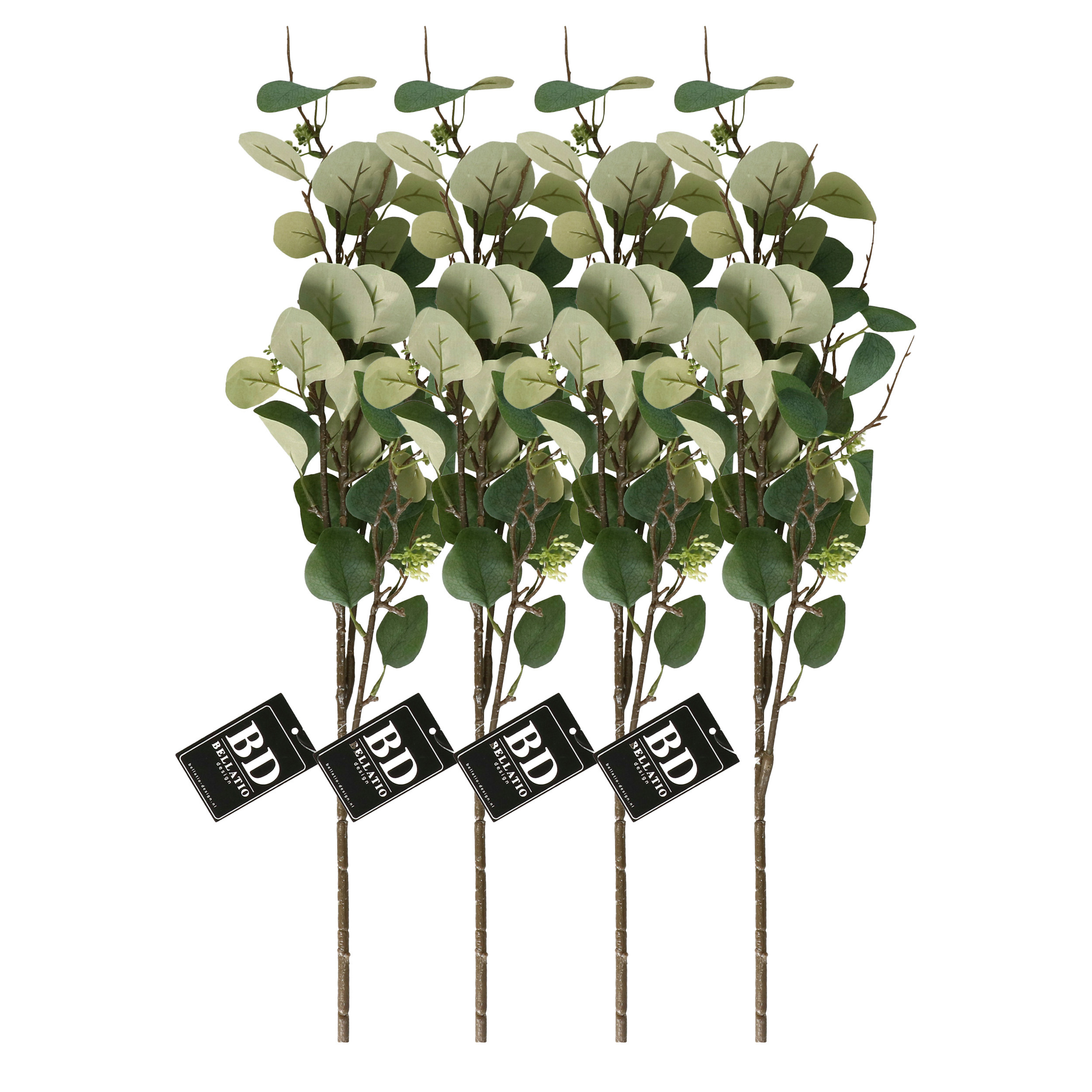 Bellatio Design Kunstbloem/kunsttak Eucalyptus Narvik - 4x - 92 cm - lichtgroen - kunst zijdebloemen -