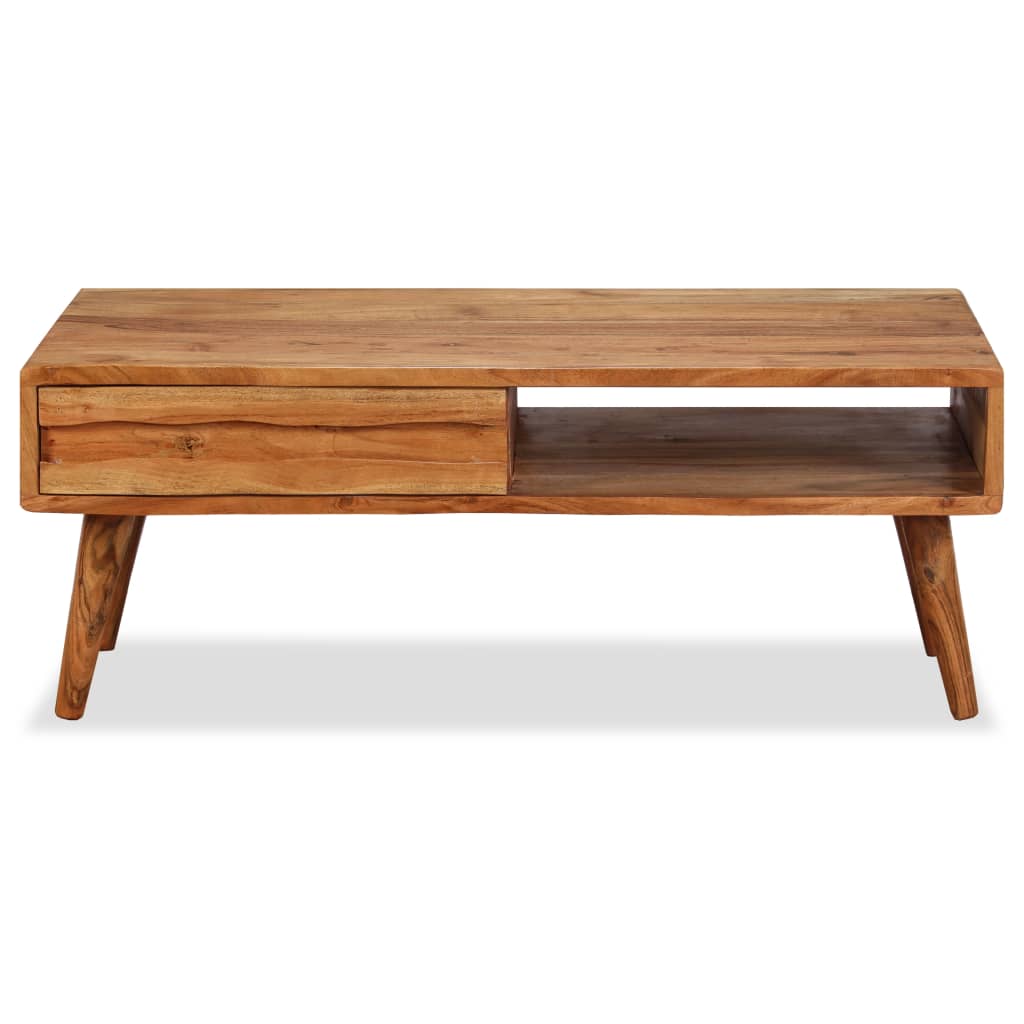 vidaXL Salontafel met bewerkte lade 100x50x40 cm massief hout