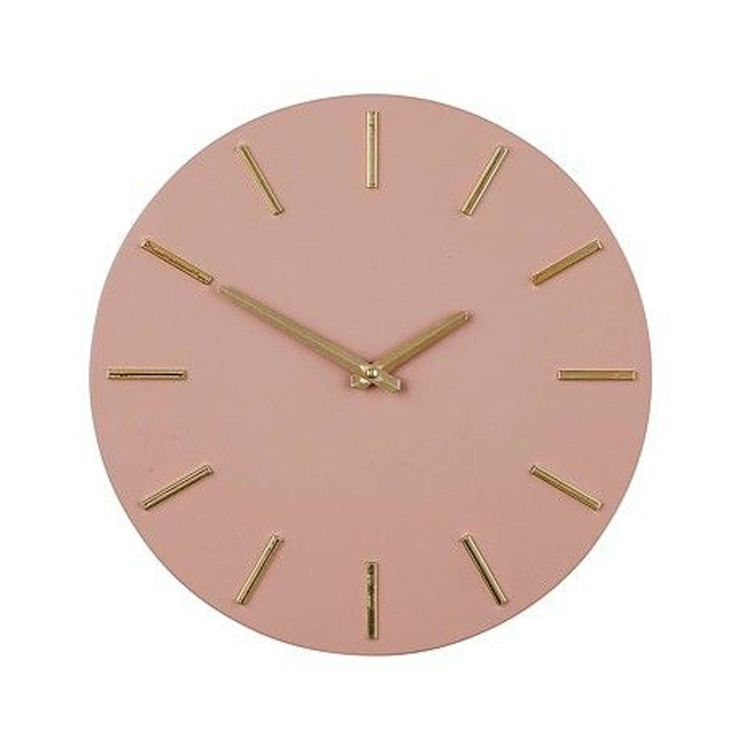 Mica Decorations Wandklok - roze/goud - aluminium - Dia cm -