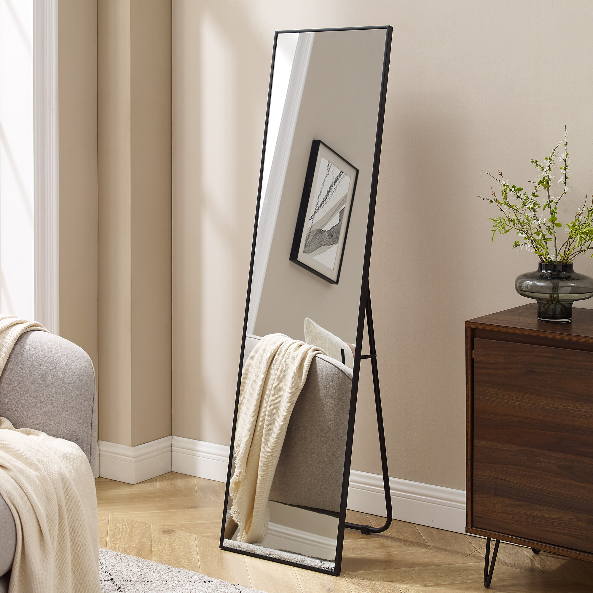 Artistiq Living Artistiq Staande Spiegel Joselito 150 x 40cm - zwart - Passpiegel