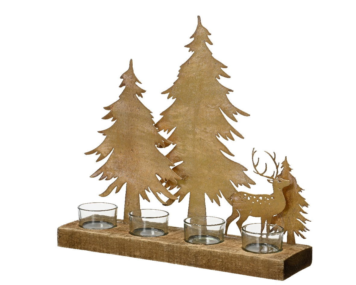 Decoris Theelichthouder ijzer l9b32h30 cm goud - 
