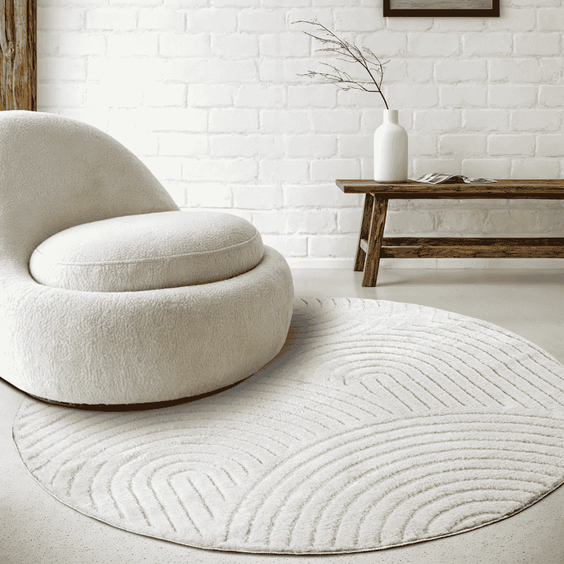 ELLE DECORATION Design-vloerkleed Cosy Panglao, ook als rond tapijt verkrijgbaar uni laagpolig, hoog-laag structuur, modern, scandi, boho, woonkamer