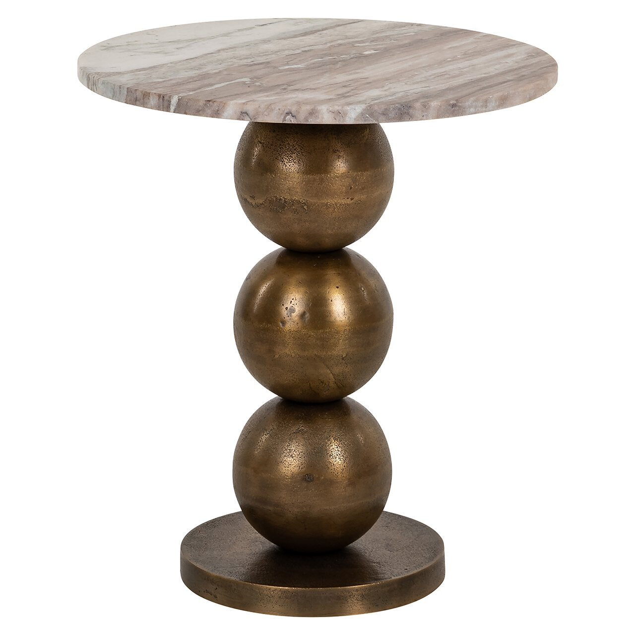 Richmond Interiors Richmond Ronde Bijzettafel Barley Marmer en brushed gold, 46cm - Beige