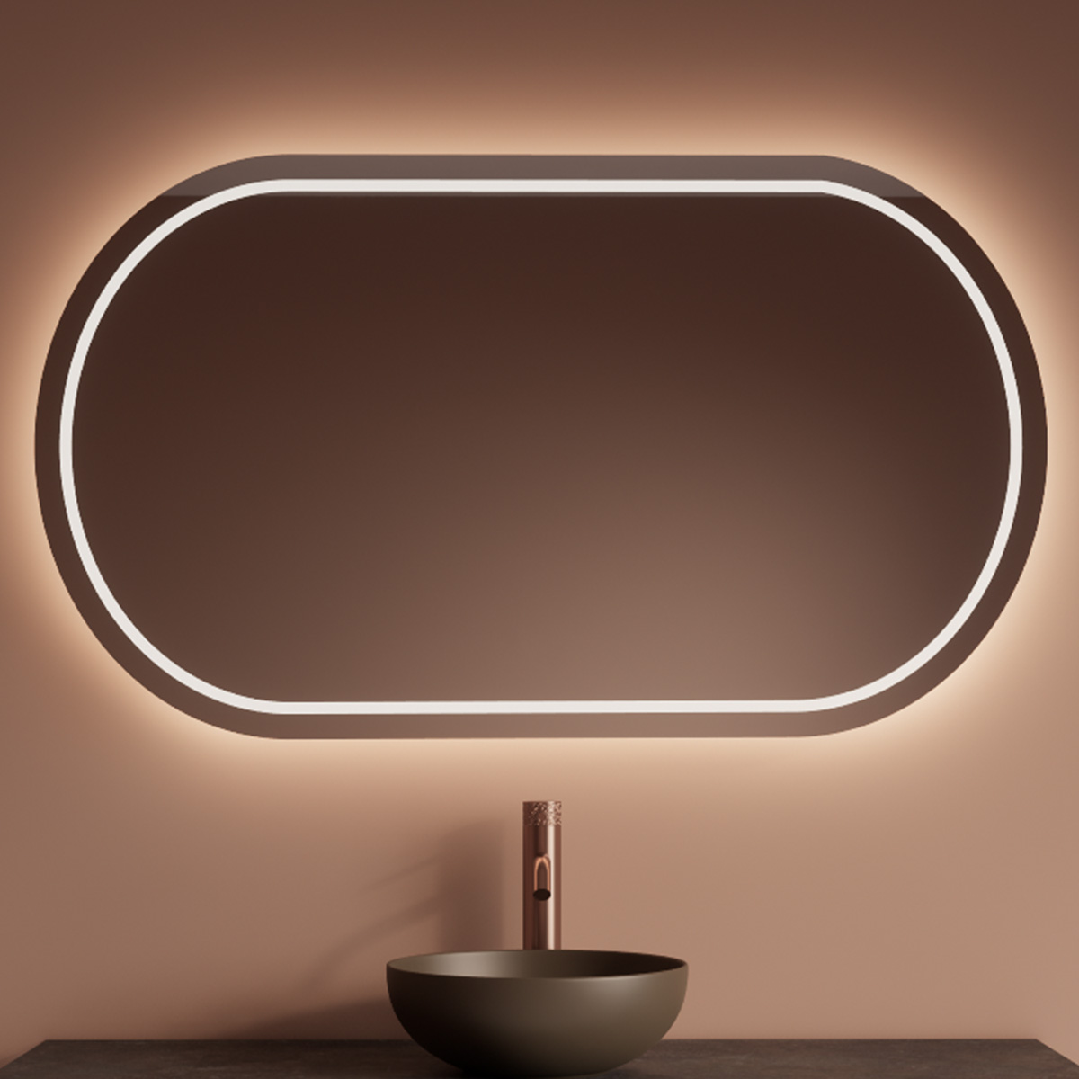 Gliss Design Agon spiegel ovaal 150x70cm met handsensor