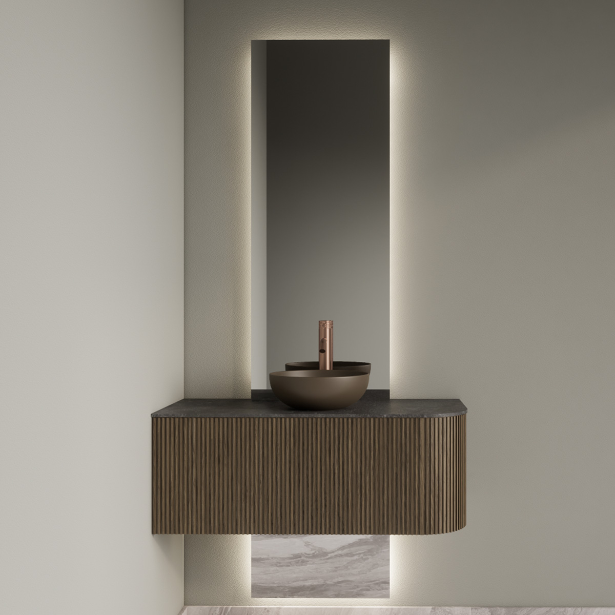 Gliss Design Celeste spiegel tweedelig rechthoekig 50x165cm met handsensor
