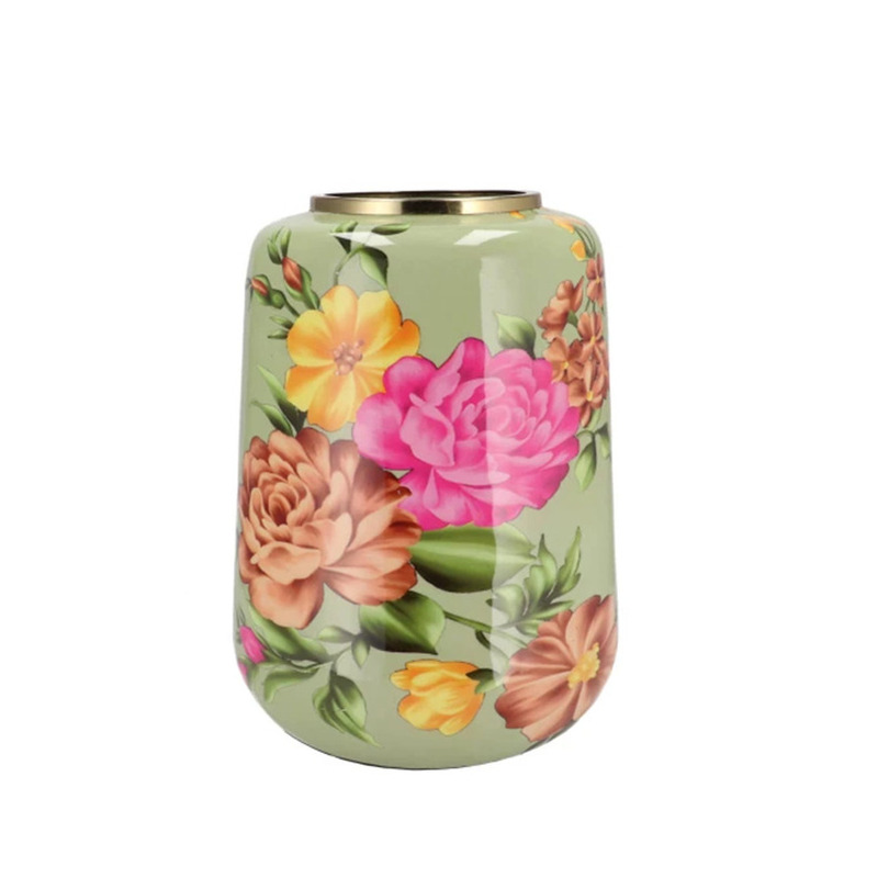 DK Design Vaas Flower Bouquet - lichtgroen - metaal - 33 x 32 x cm - bloemenvaas -