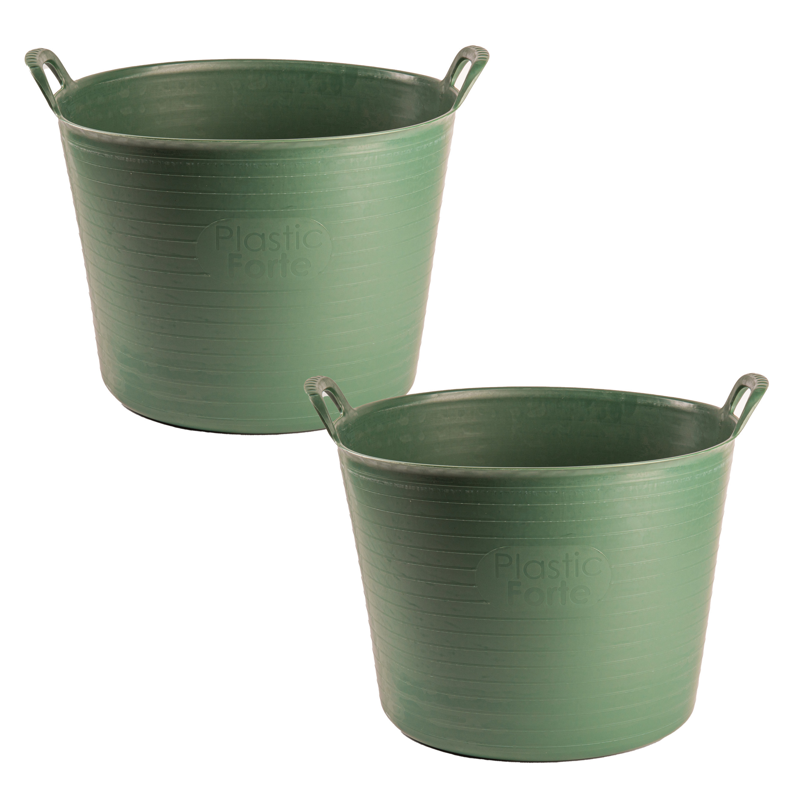 PlasticForte Flexibele kuip of emmer - 2x - groen - liter - stevig kunststof - 45 x cm -