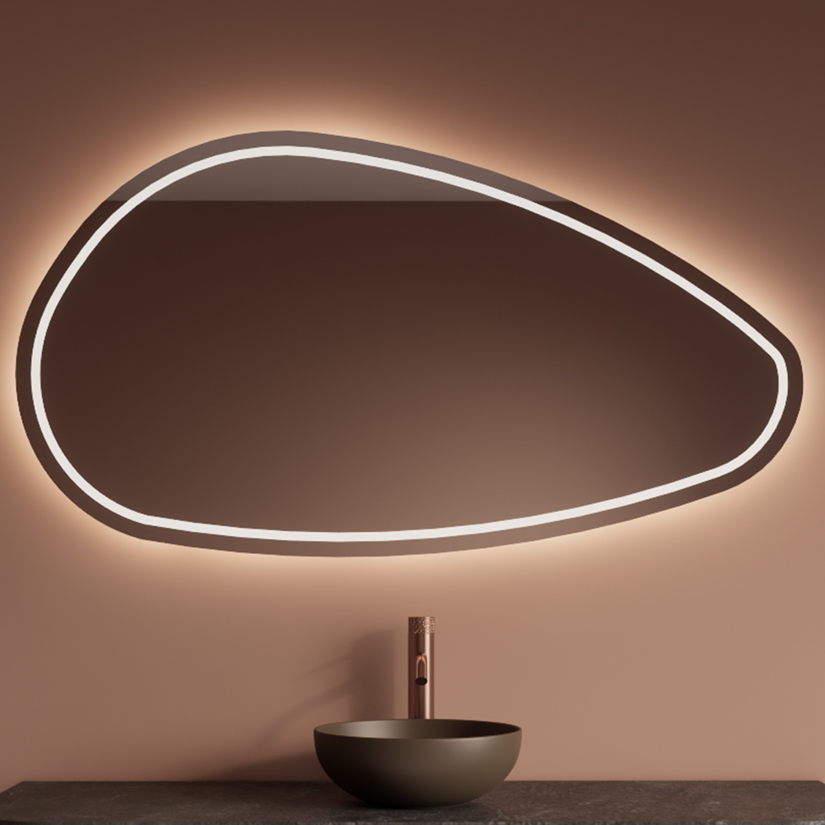 Gliss Design Sirius spiegel organisch 160x90cm met handsensor