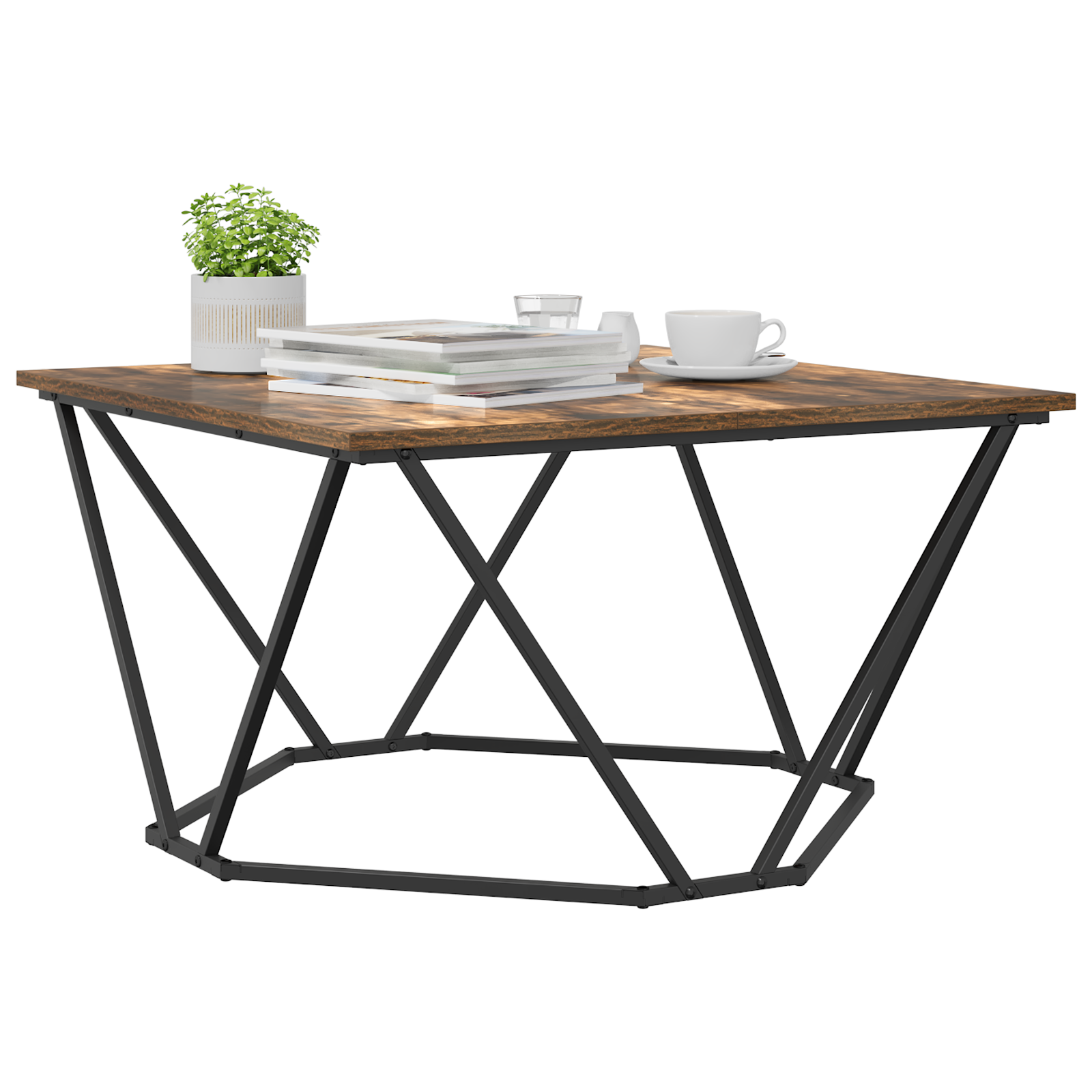 vidaXL Salontafel 80x80x45 cm bewerkt hout gerookt eikenkleurig
