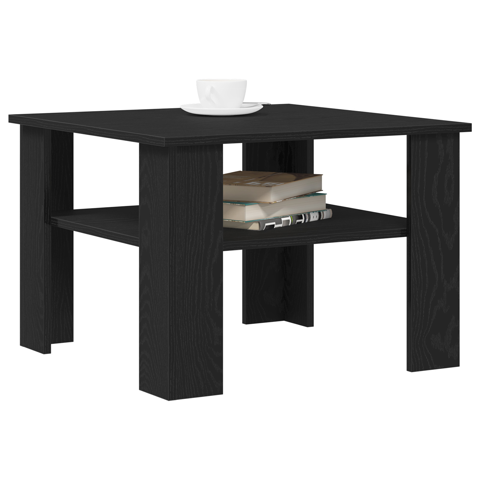 vidaXL Salontafel Zwart Eiken 60x60x42 cm Bewerkt Hout