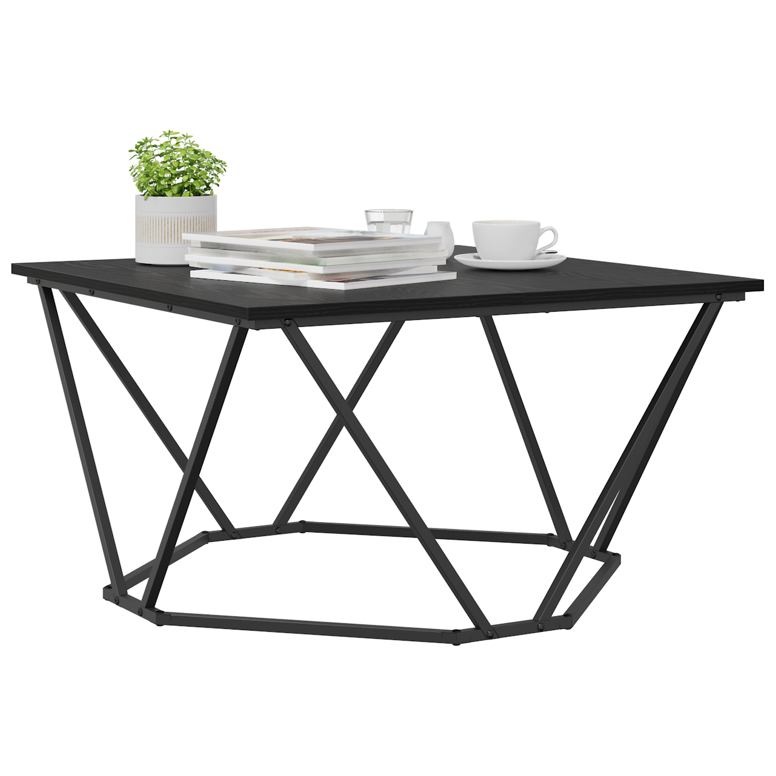 vidaXL Salontafel 80x80x45 cm bewerkt hout zwart eikenkleurig