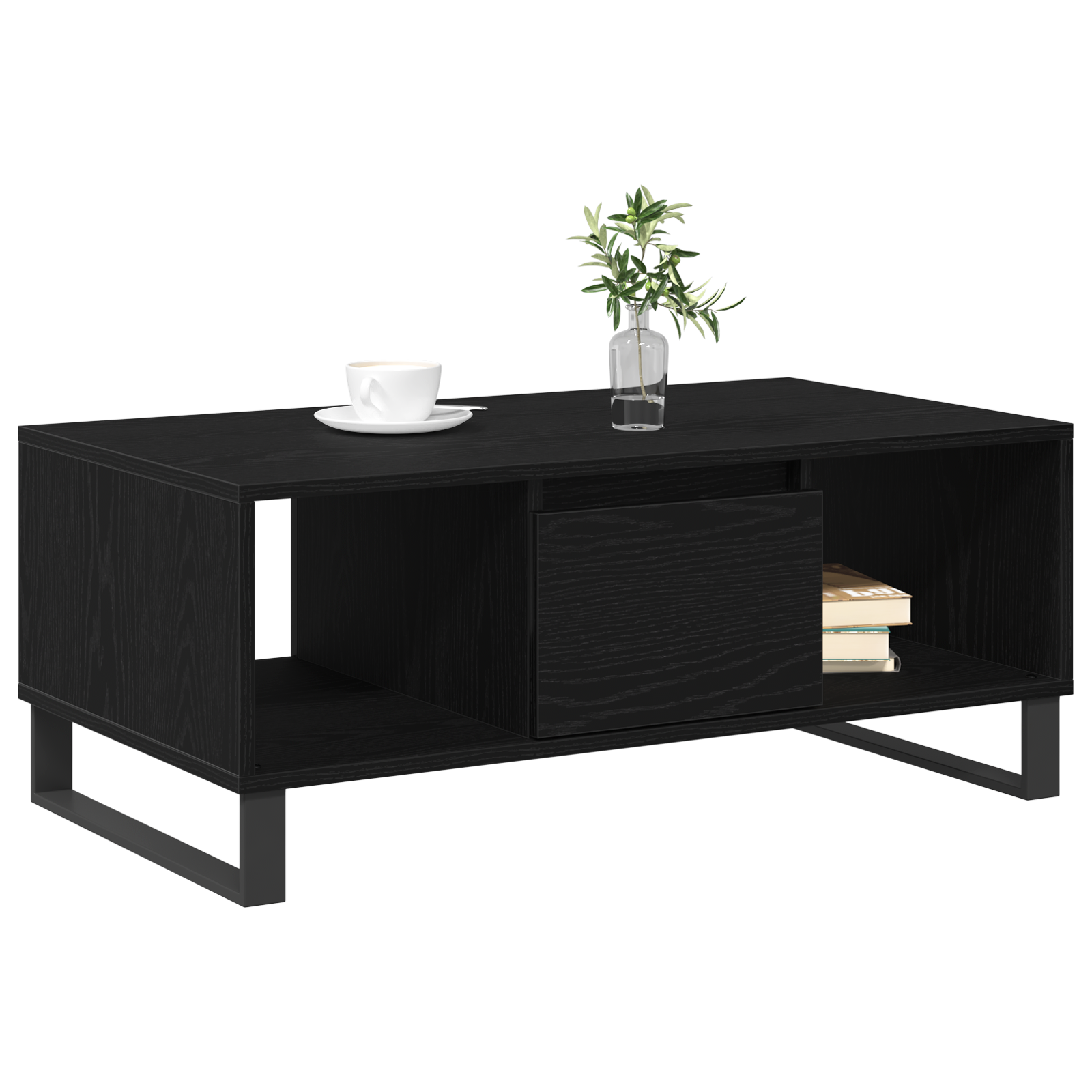 vidaXL Salontafel 90x50x36,5 cm bewerkt hout zwart eikenkleurig