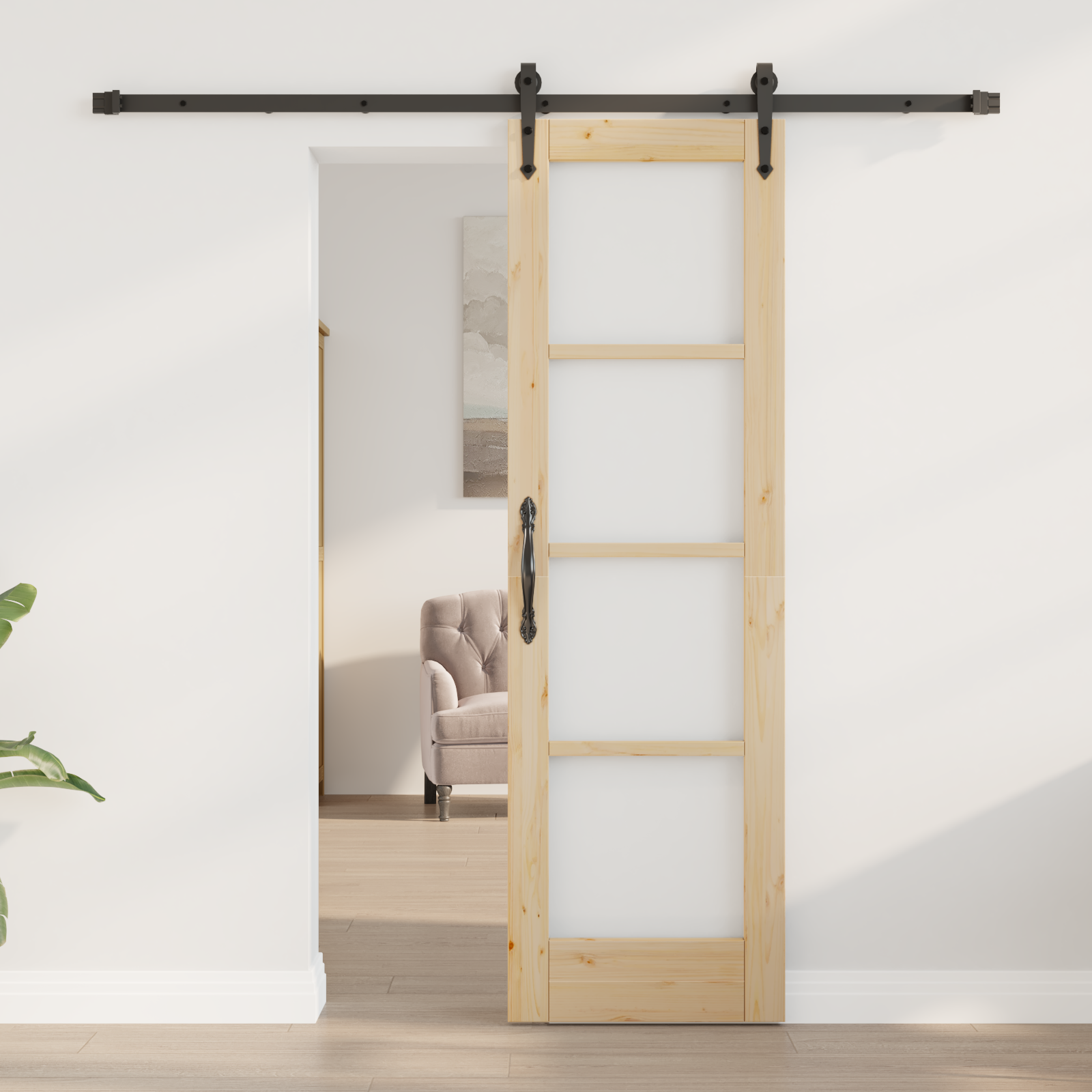 vidaXL Schuifdeur met Hardware Set 61x198,5 cm van Massief Grenenhout