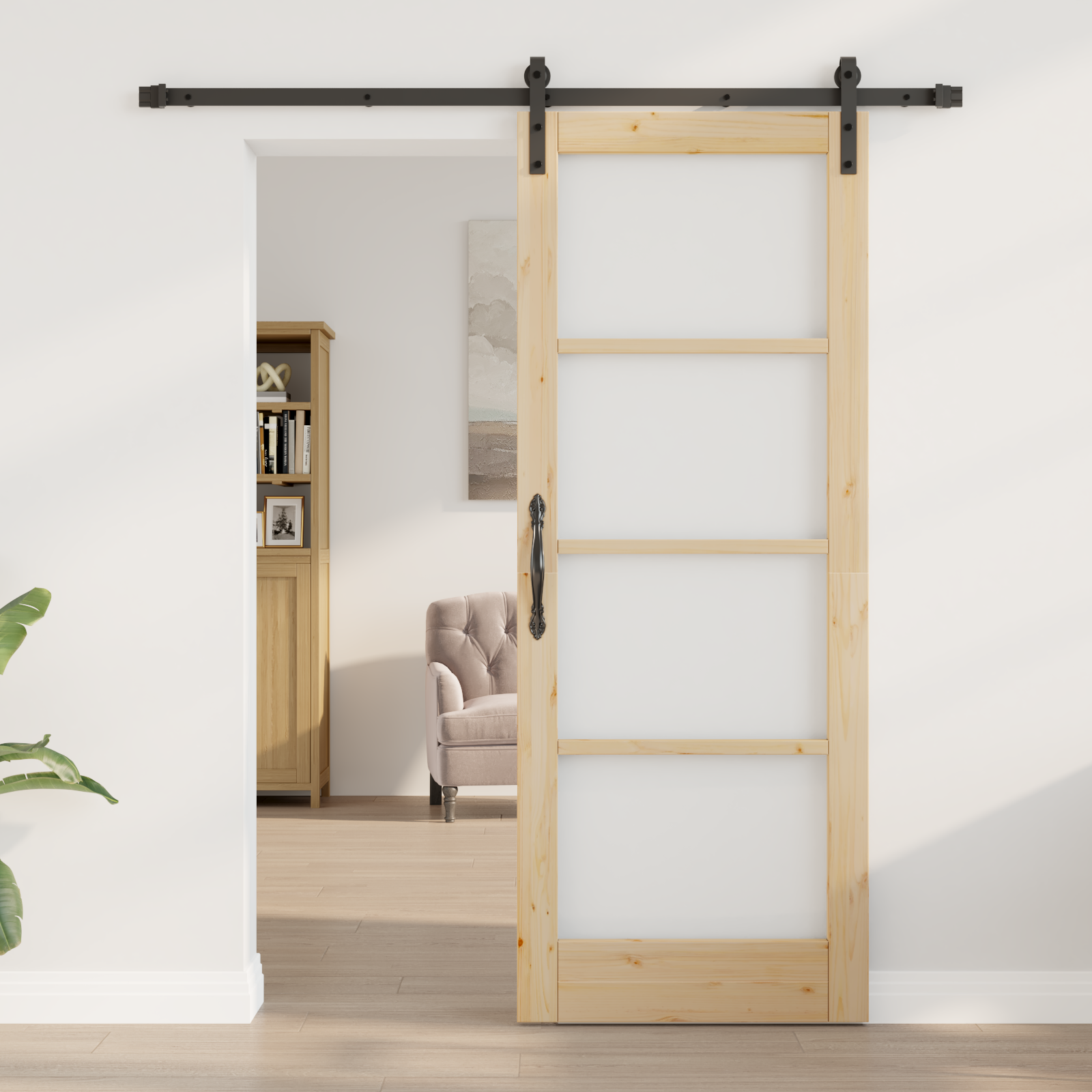vidaXL Schuifdeur met beslag ORKDAL massief hout en glas