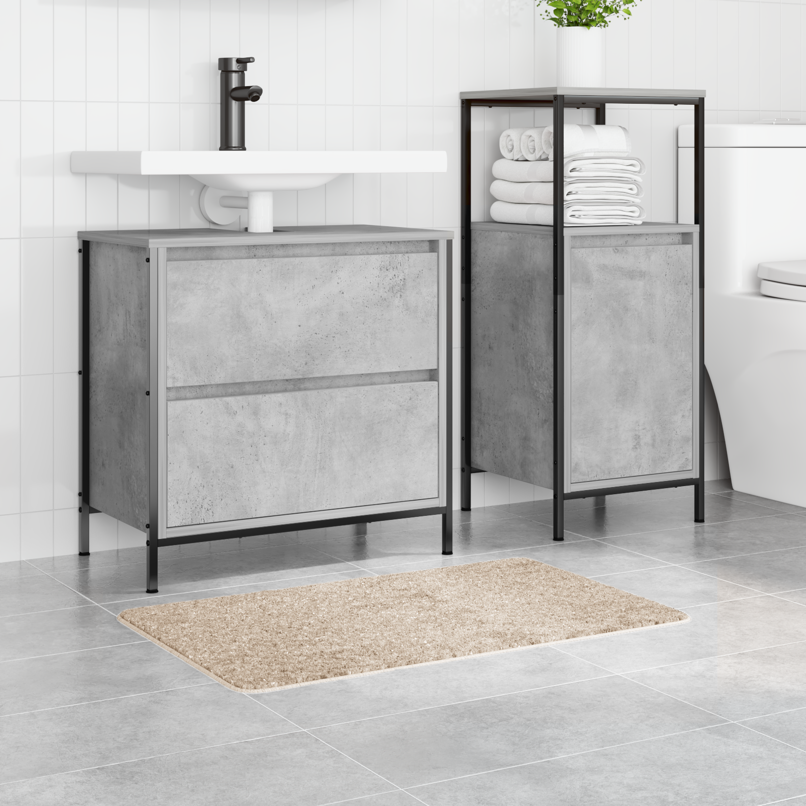 vidaXL Badmat rechthoekig anti-slip 50x80 cm polypropeen crèmekleurig