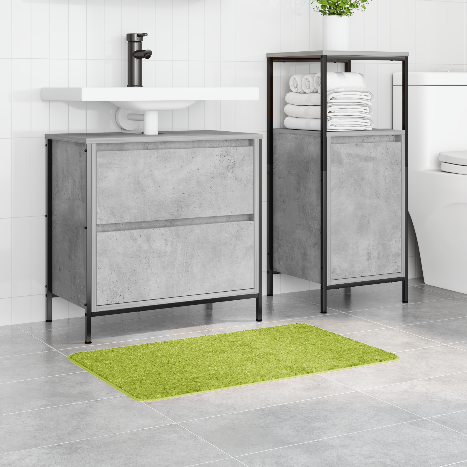 vidaXL Badmat rechthoekig anti-slip 50x80 cm polypropeen groen
