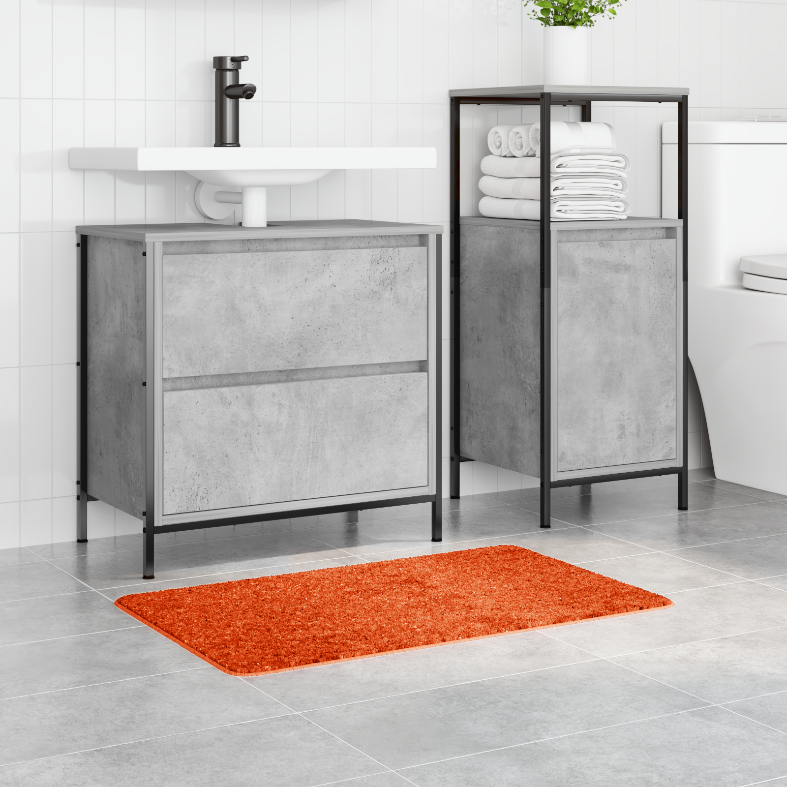 vidaXL Badmat rechthoekig anti-slip 50x80 cm polypropeen oranje