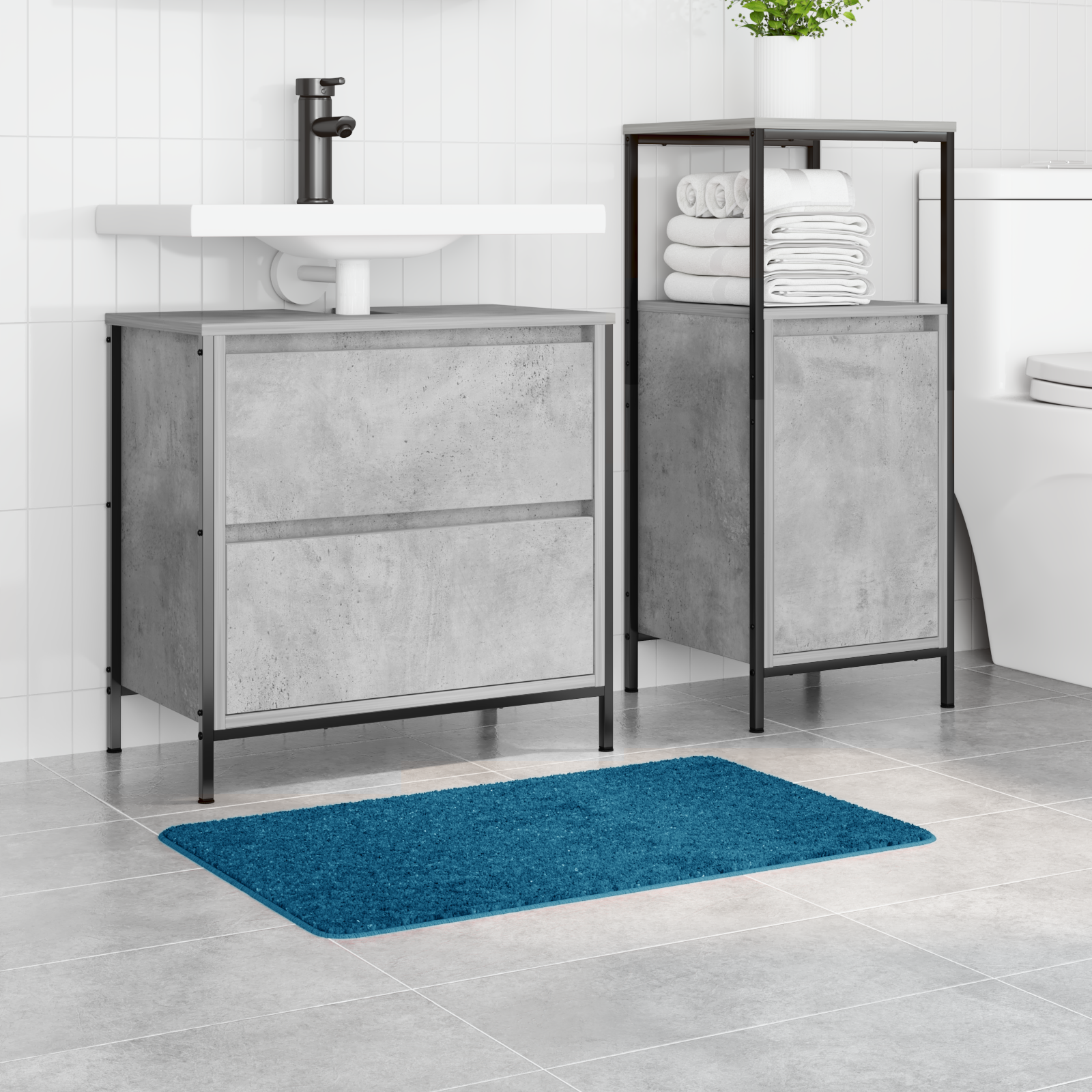 vidaXL Badmat rechthoekig anti-slip 50x80 cm polypropeen blauw