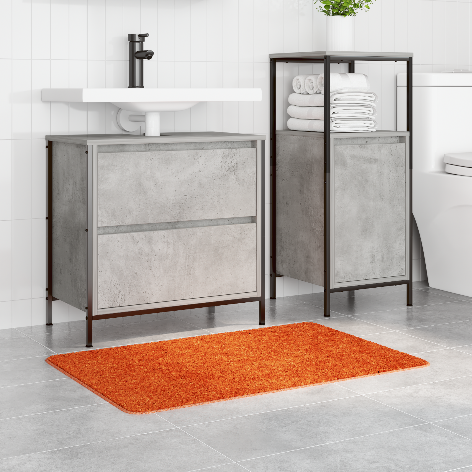vidaXL Badmat rechthoekig anti-slip 60x90 cm polypropeen oranje