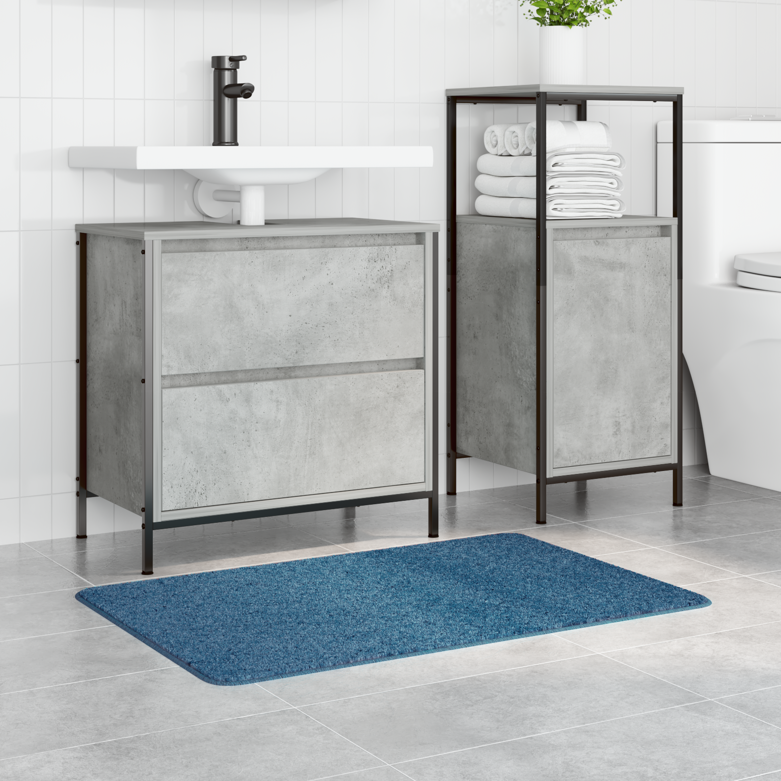 vidaXL Badmat rechthoekig anti-slip 60x90 cm polypropeen blauw