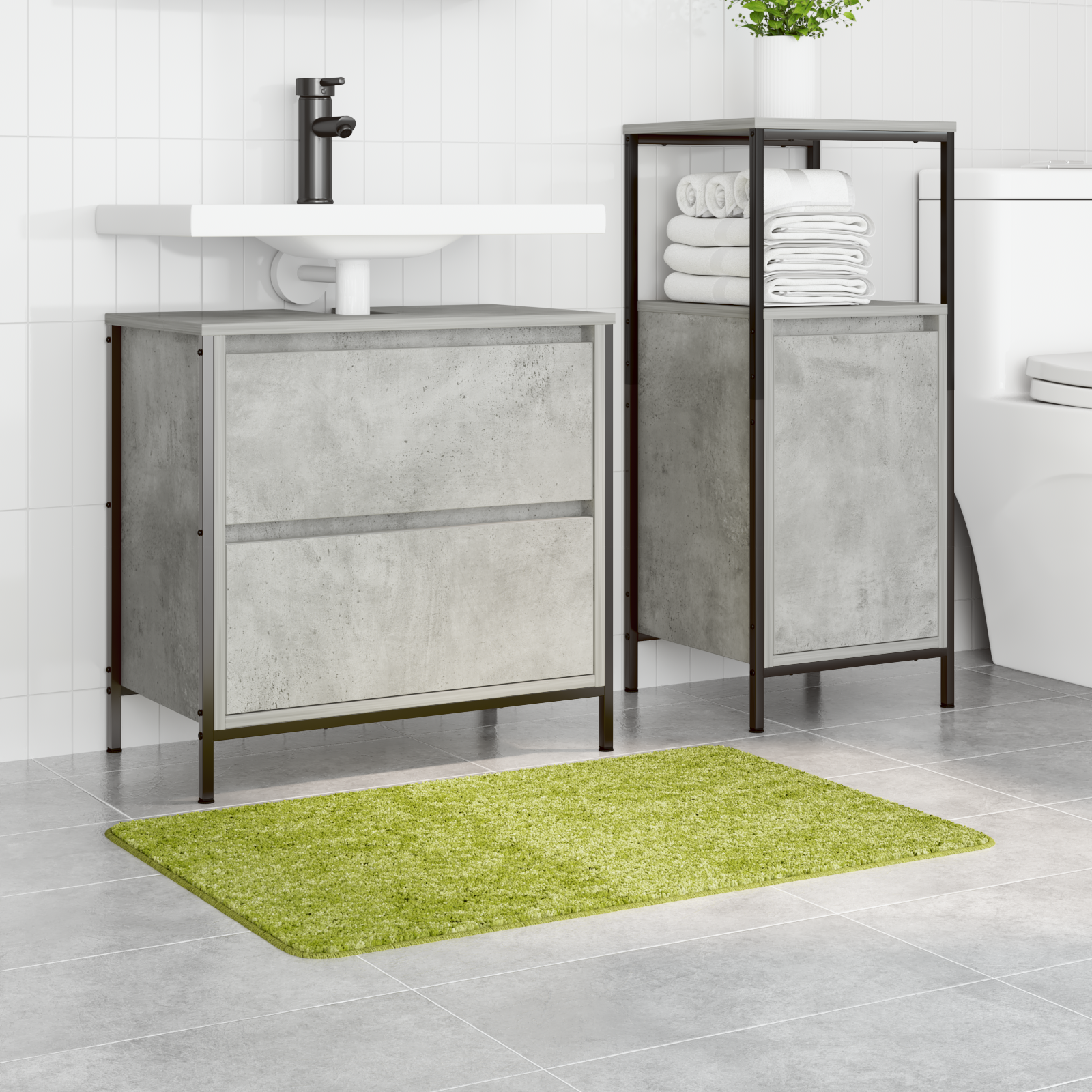 vidaXL Badmat rechthoekig anti-slip 60x90 cm polypropeen groen