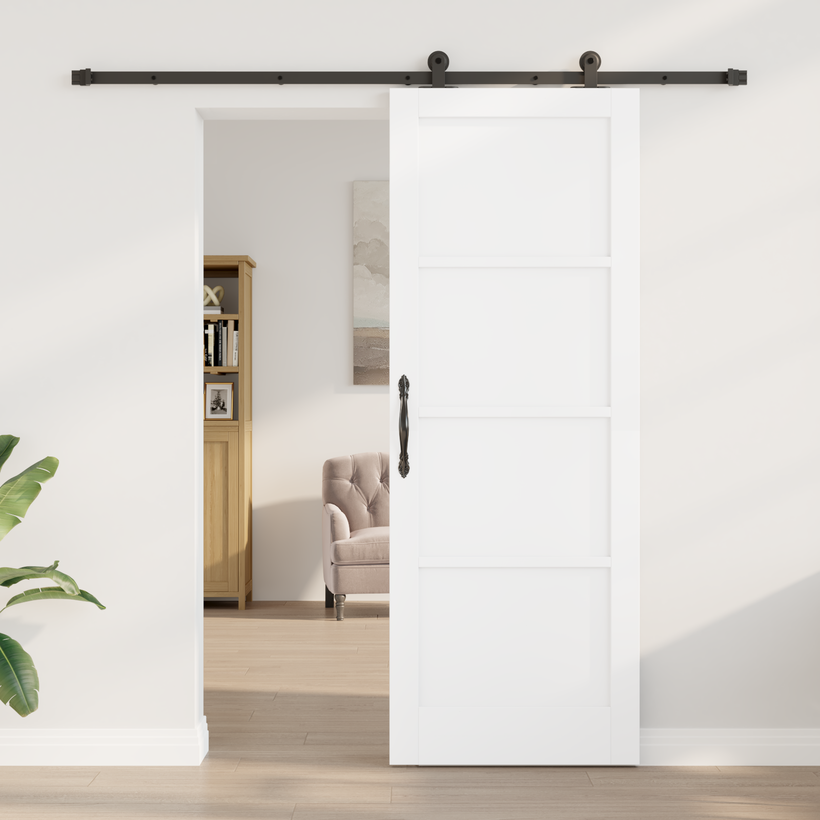 vidaXL Schuifdeur met hardware set 'ORKDAL' - wit, massief vurenhout