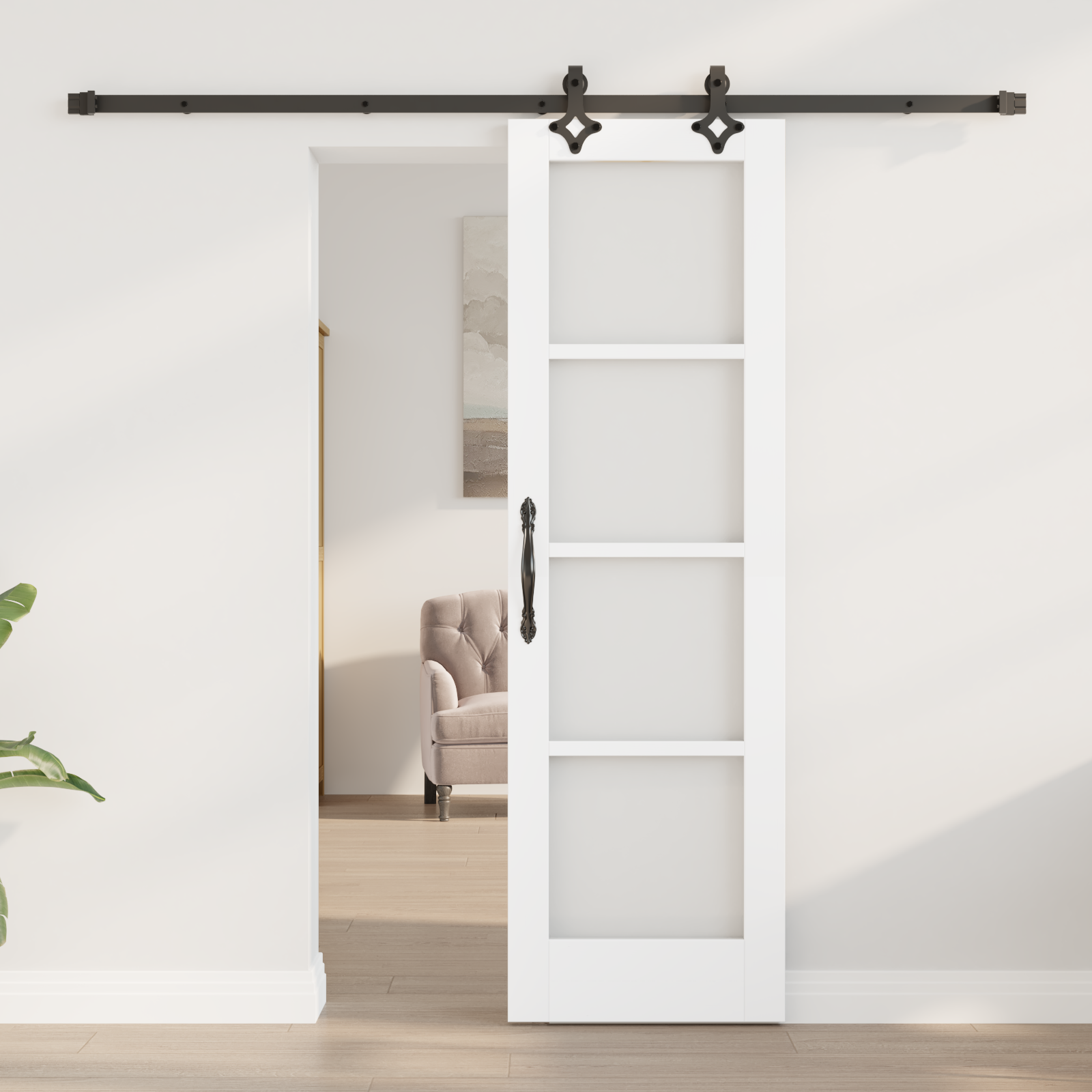 vidaXL Schuifdeur met Hardware Set Wit 61x198.5 cm Massief Vurenhout